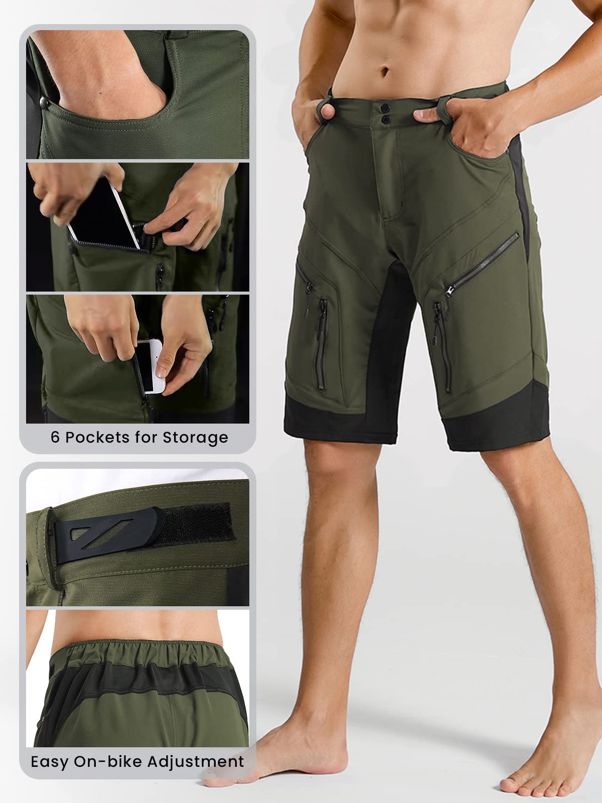 MTB Broek met Zeem voor Heren, Fietsbroek met Gevoerd, Sneldrogend en Ademend MTB-shorts, Mountainbikebroek voor Heren(Size:L,Color:Blauw MTB Broek met Zeem voor Heren, Fietsbroek met Gevoerd, Sneldrogend en Ademend MTB-shorts, Mountainbikebroek voor Heren(Size:L,Color:Blauw