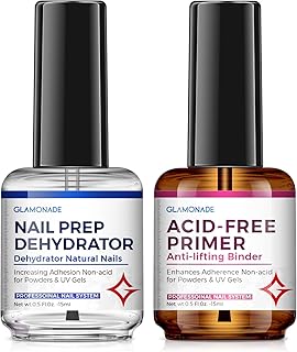 Nail Dehydrator and Acid-Free Primer: Professional Prep Dehydrate and Natural Bond Primer for Acrylic Powder & UV Gels | 15ml Fast Dry Nail Supplies Set