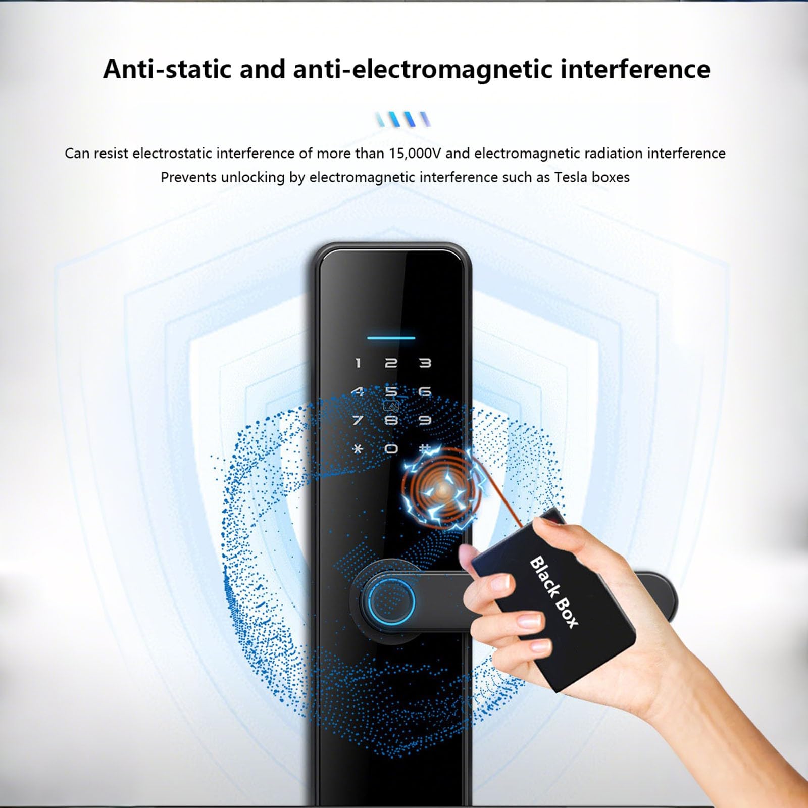 Inteligentny zamek do drzwi, odcisk palca, Tuya Smart zamek do drzwi, Bluetooth, inteligentny zamek z czytnikiem linii papilarnych, do drzwi o grubości 45-80 mm, czarny