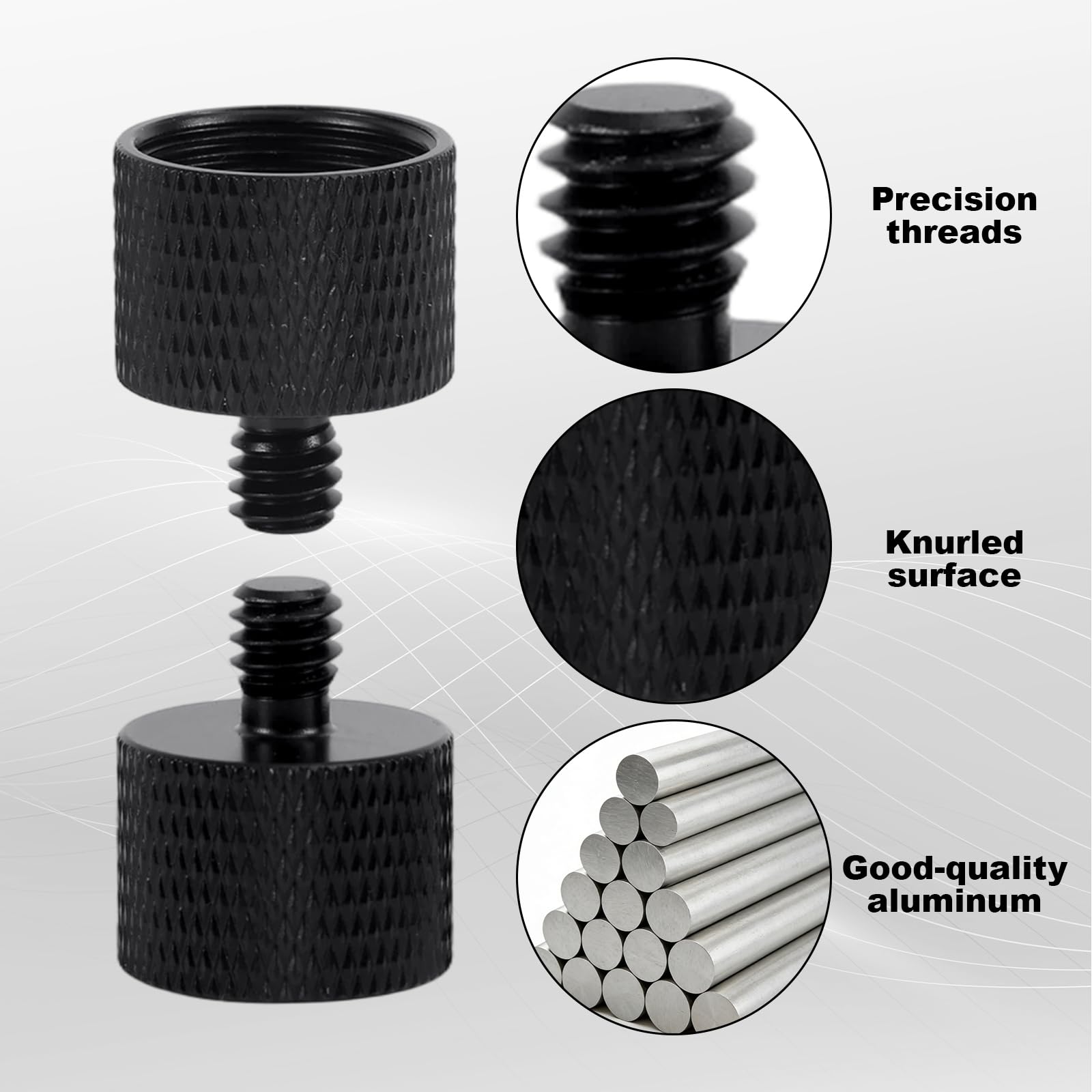 13pz Adattatore per Supporto Microfono Viti con Tubo di Prolunga, Lega Alluminio Convertitori di Filettatura da 3/8" a 5/8" e 1/4" per Braccio Microfono Treppiede Fotocamera Luce Riempimento