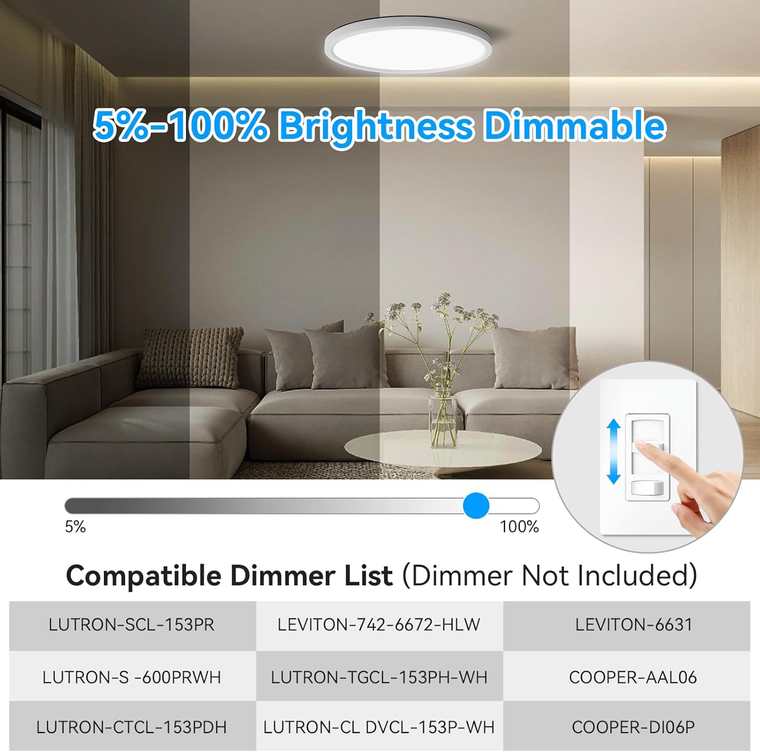 Aialun 12 Inch Led Flush Mount Ceiling Lights, 16/20/24W, 2700K-6500K 5 Color Selectable Dimmable Ceiling Light, 0.67" Super Slim Close to Ceiling Light fixtures for Bathroom, kitchen, Hallway, 1 Pack