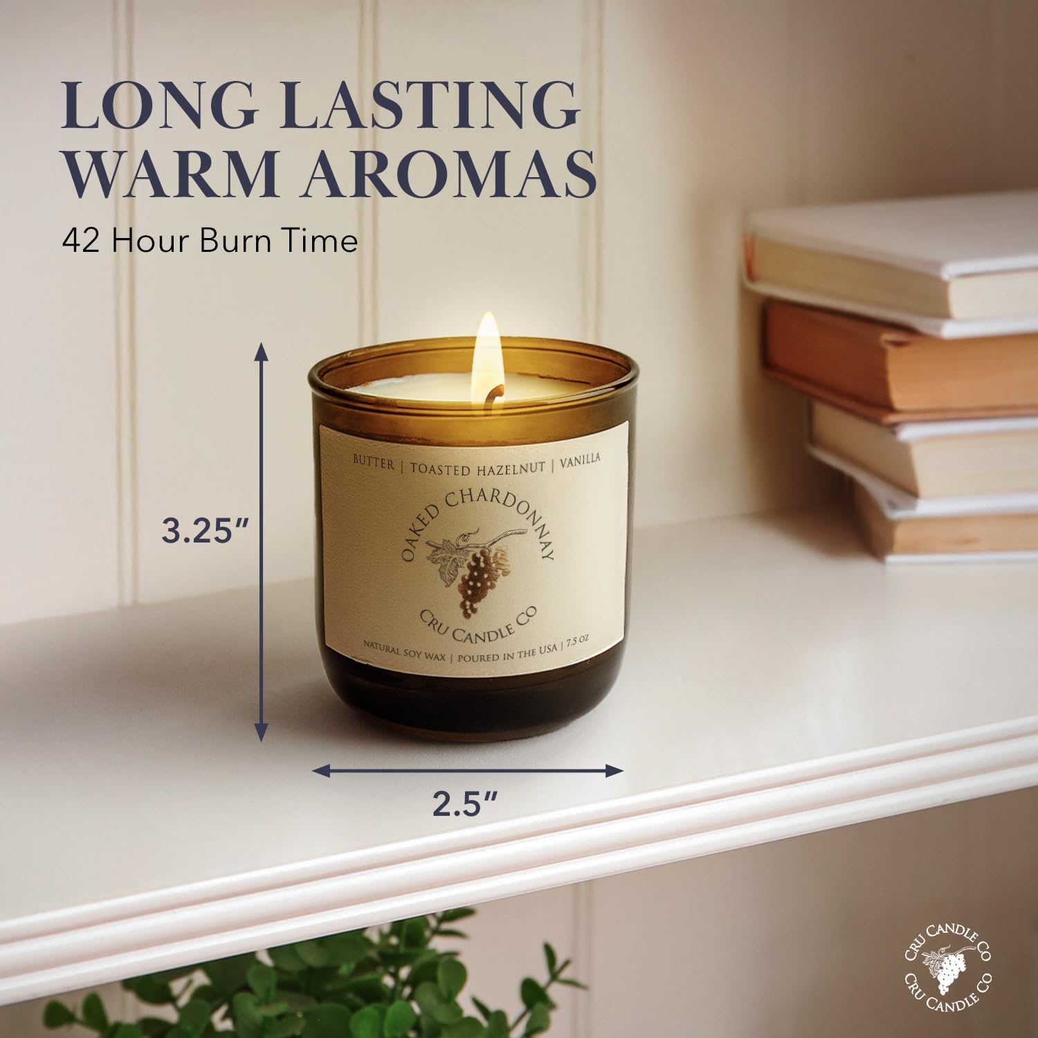 Cru Wine Scented Candles - Oaked Chardonnay Scent - Clean Burning, Non Toxic Candle, Luxury Decor Soy Candles for Home Scented, Relaxing Gifts for Women, Aesthetic Soy Candle for Men, Made in USA - Image 5