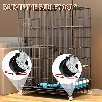 Cat Cage, Cat Playpen, Critter Nation Cage 360 Rotating Casters, Indoor Pet Enclosures DIY Playpen, for 1-2 Pet, Small Animals (Black 3 Tiers)