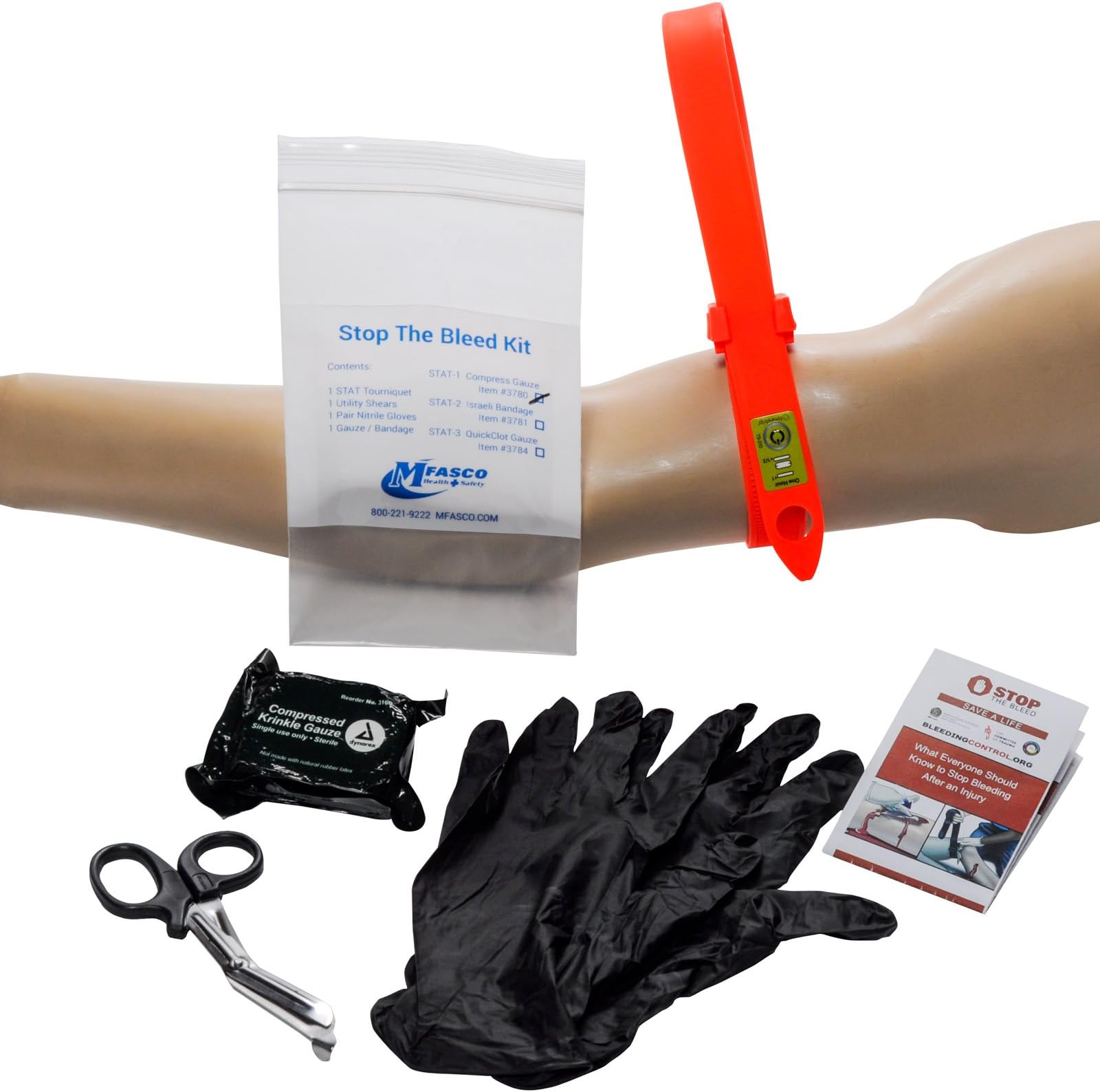 MFASCO Stop The Bleed Kit - Bleeding Control with STAT Tourniquet and Compress Gauze, Trauma Pack - Ideal for Gunshot Wounds, Active Shooter Situations - Med Kit Trauma Kit, Blood Control First Aid