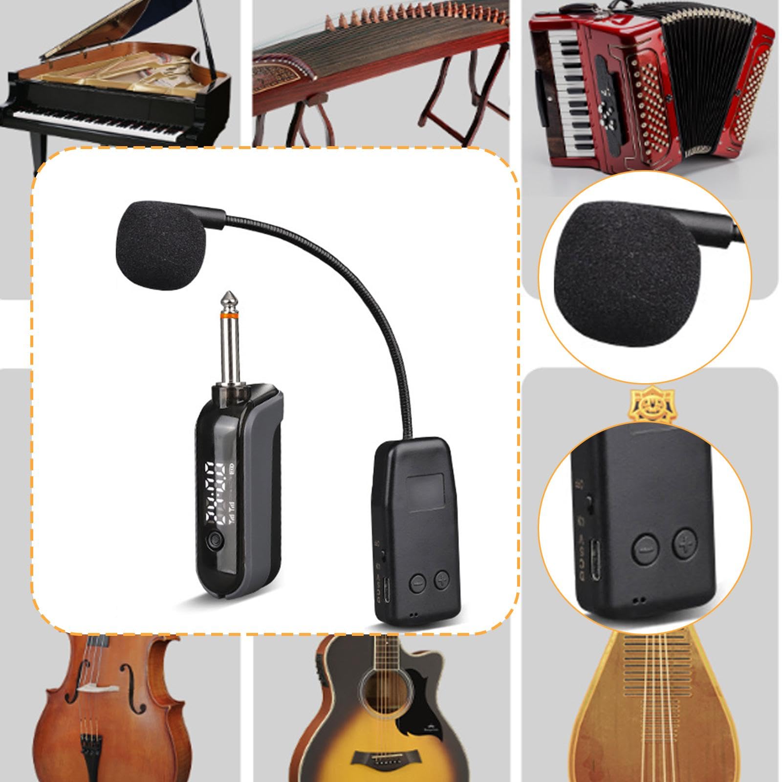 Instrument, Cello System, Einfach zu Bedienender Tonabnehmer Und Empfänger für Mandoline, Bratsche, Cello, Klavier, 2 Stück