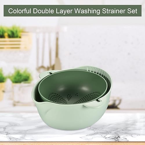 Miniatura 7 de CASA -J Juego de colador de cocina cuenco de lavado y colador de plástico cesta escurridor de pasta desmontable para limpieza de frutas y verduras