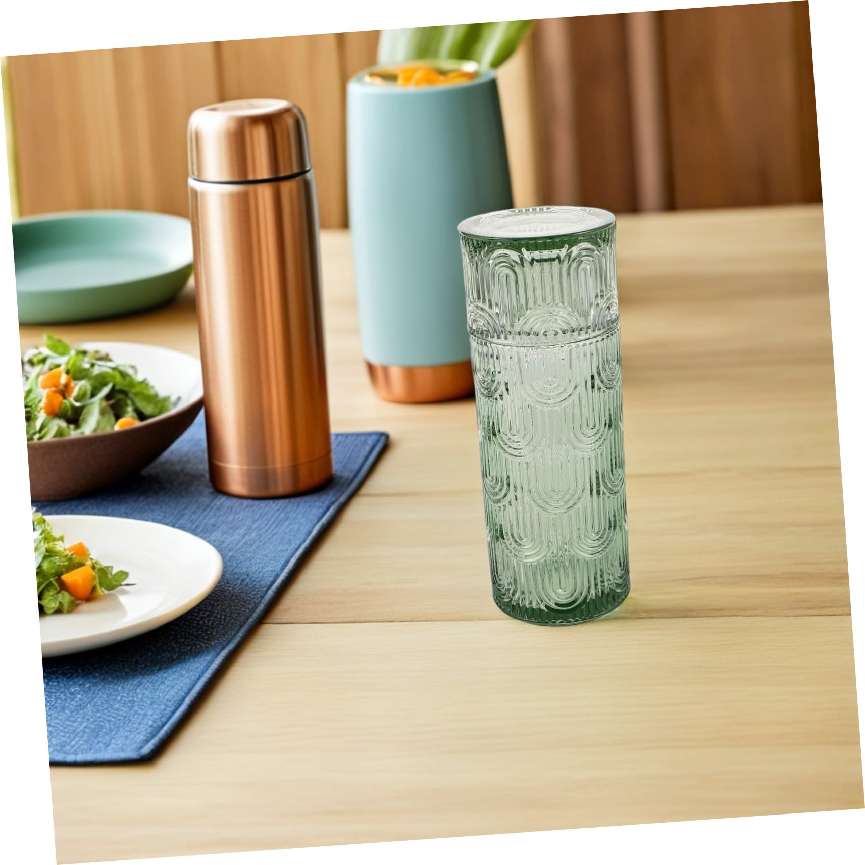Jarra y Vaso de Vidrio con Decoración Elegante para Noche y Comedor Jarra para Agua y Transparente Duradera y para Mesilla y Baño
