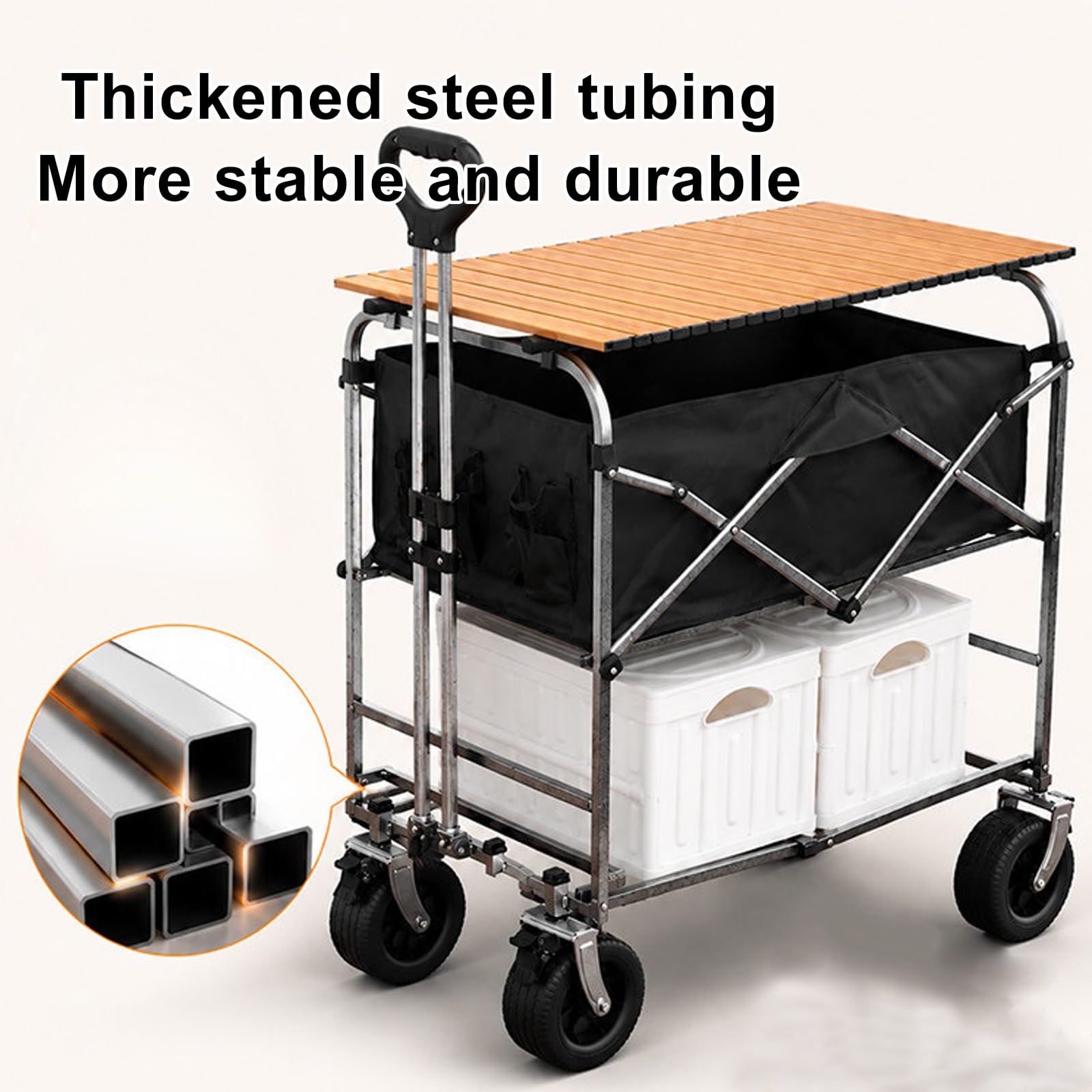 Carrello Pieghevole con Tavolo Rimovibile Carretto per Mercatini Campeggio | Carrello Pieghevole con Tavolo Rimovibile Carretto per Mercatini Campeggio Grande Capacità Carico(88x54x110cm/35x21x43in)