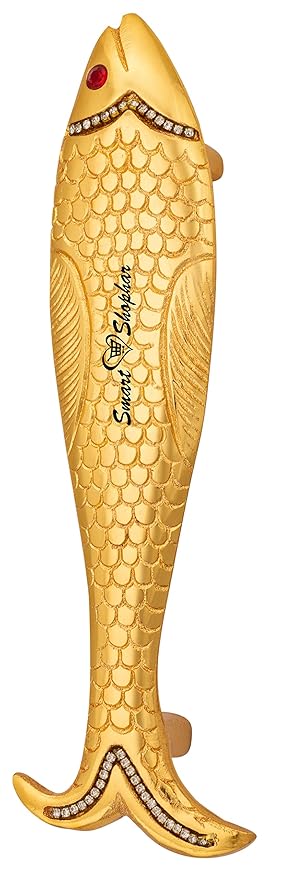 SMART SHOPHAR Brass Fish Pull Handle 8 Inches Gold Pack of 1 with Screws/Decorative Interior Design Handle/Architectural Wooden Main Door Luxury Panel Easy Grip Design Smooth Operatinal