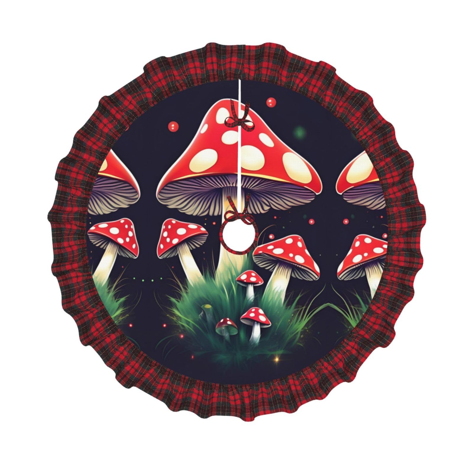 Tapis pour pied de sapin dissimulant les supports avec décor écossais