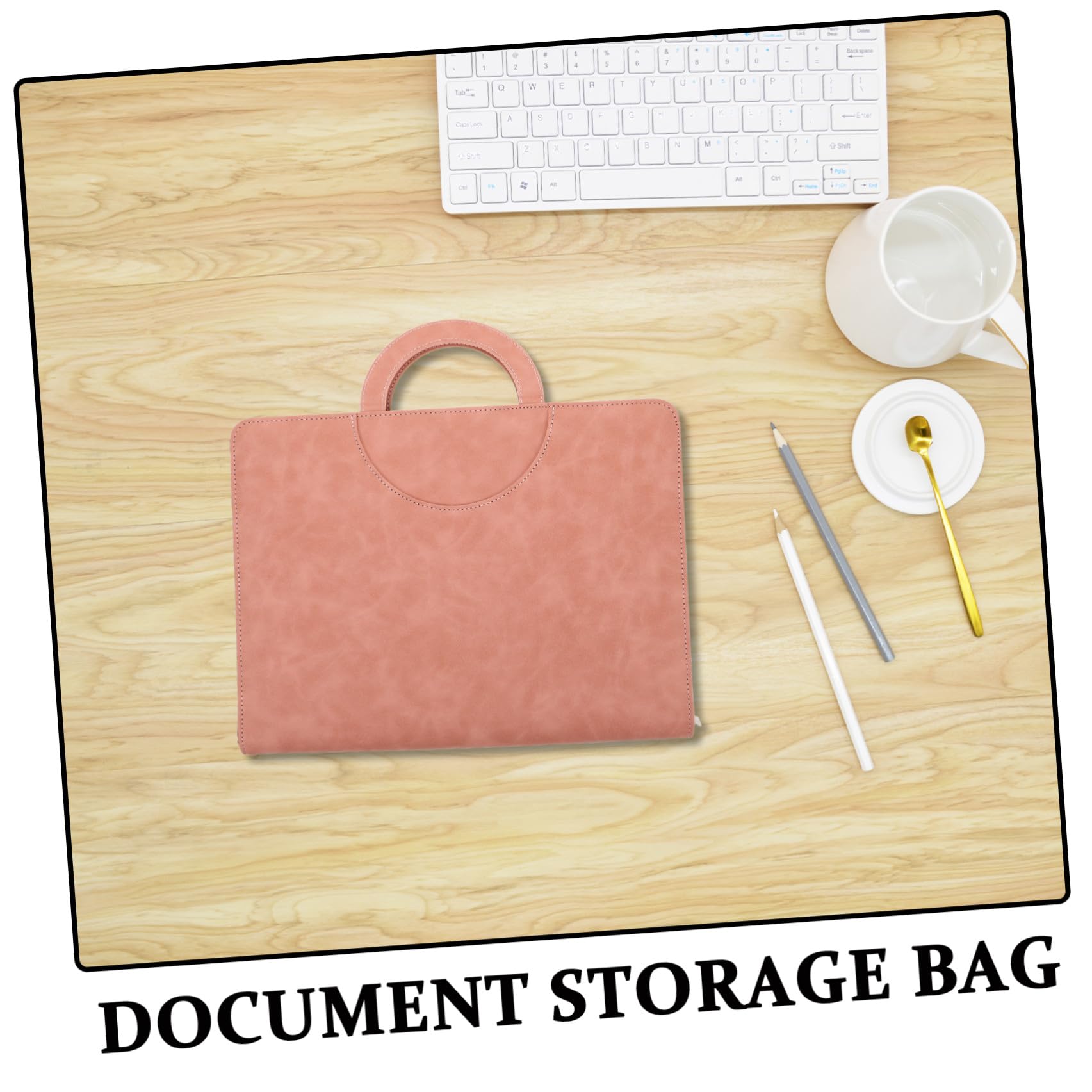HEMOTON Porta Documenti A4 in Pu con Cerniera Sicura per Uso Quotidiano e Viaggi, Custodia Rosa per Professionisti e Famiglie, Protegge Documenti da Usura
