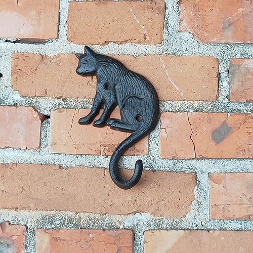 Miniatura 8 de BRASSTAR Ganchos de pared de gato de hierro fundido, montaje de pared decorativo para gato para colgar plantas, cesta de flores, soporte para