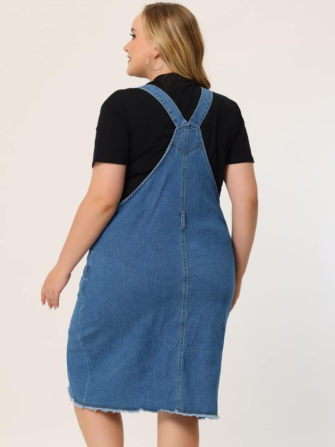 Agnes Orinda Women's Plus Size Denim Overall Dress Racerback Adjustable Strap Pinafore Bib Jean Dress with Pockets - Image 5