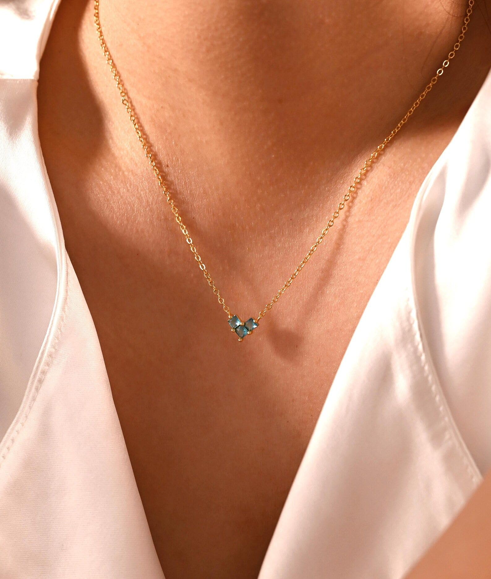 Amanti cuore collana con pietra portafortuna, delicato donna amore compleanno per lei Natale