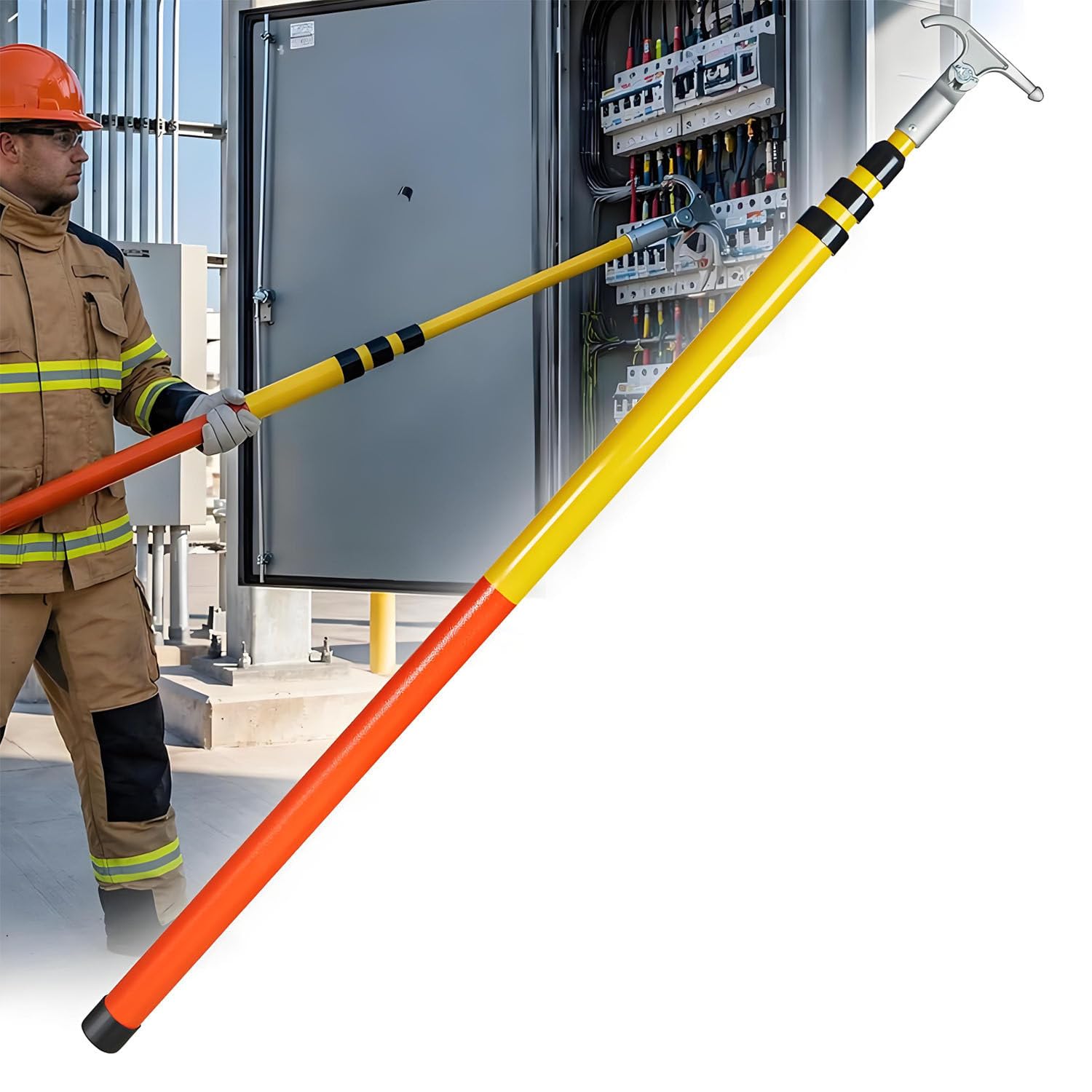 COAKUE Telescopic Hot Stick, Insulated Operating Pole for Electrical Safety 8m/26.2ft/4section