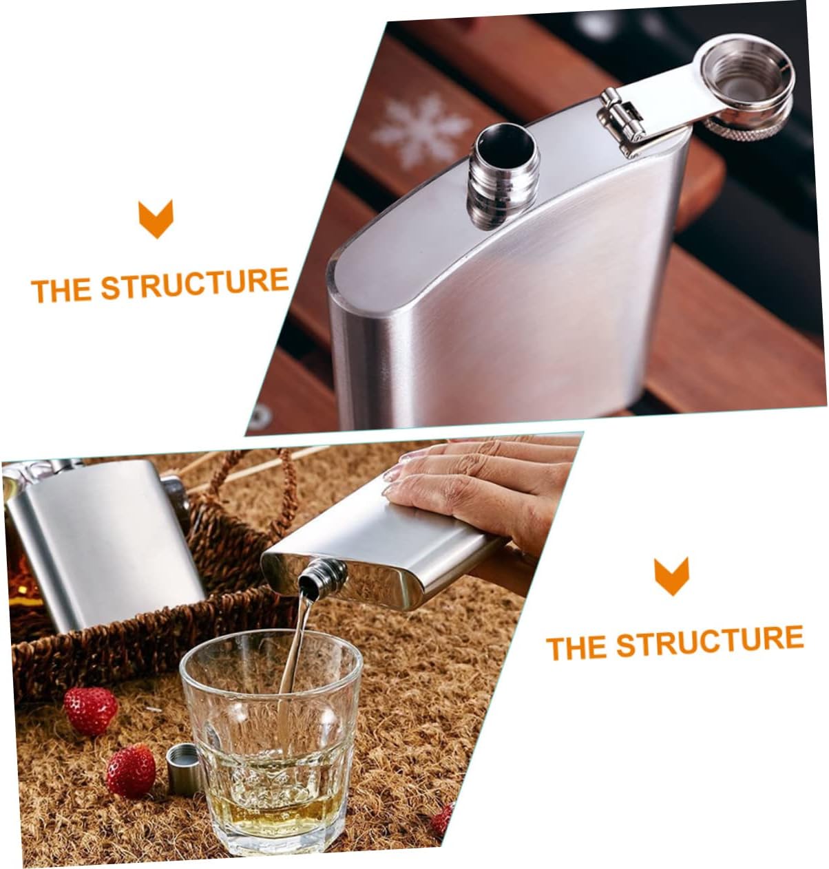 Alipis 1set Portable Wine Canteen Funnel Leak Flask for Camping Fishing Hiking and Outdoor Activities
