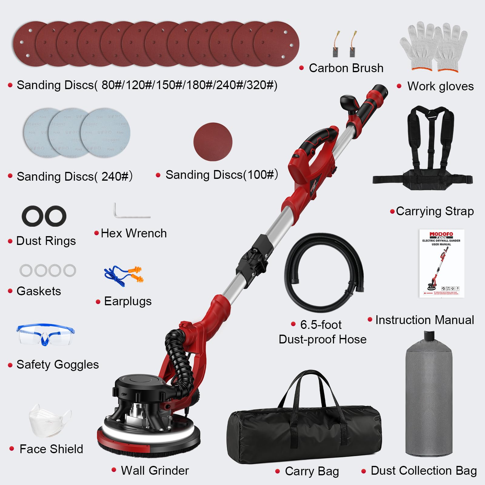 Drywall Sander with Vacuum - Powerful & Quiet -9
