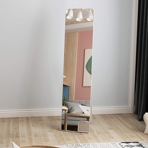 DlandHome Espejo de longitud completa, 63 x 14.6 pulgadas, espejo de cuerpo completo con soporte, espejo de pie de longitud completa, espejo de