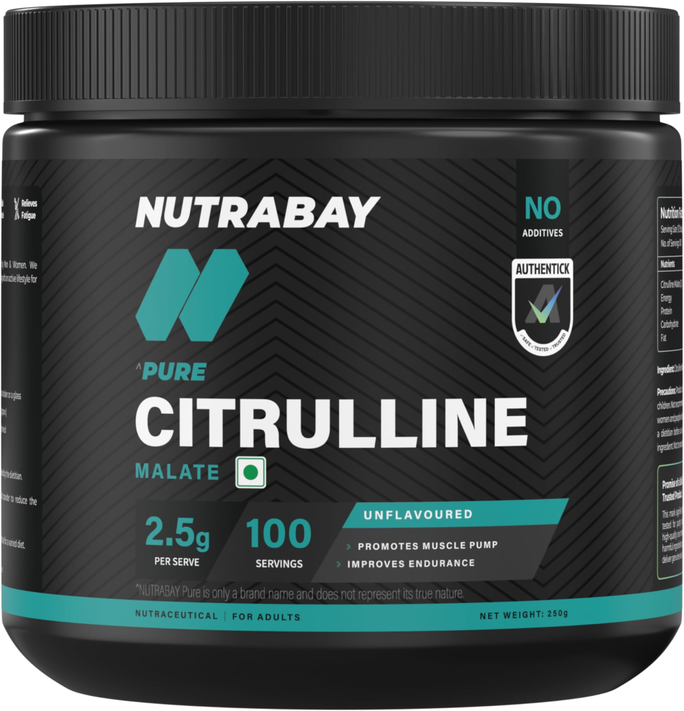 Nutrabay Pure 100% Citrulline Malate - Unflavoured, 250g