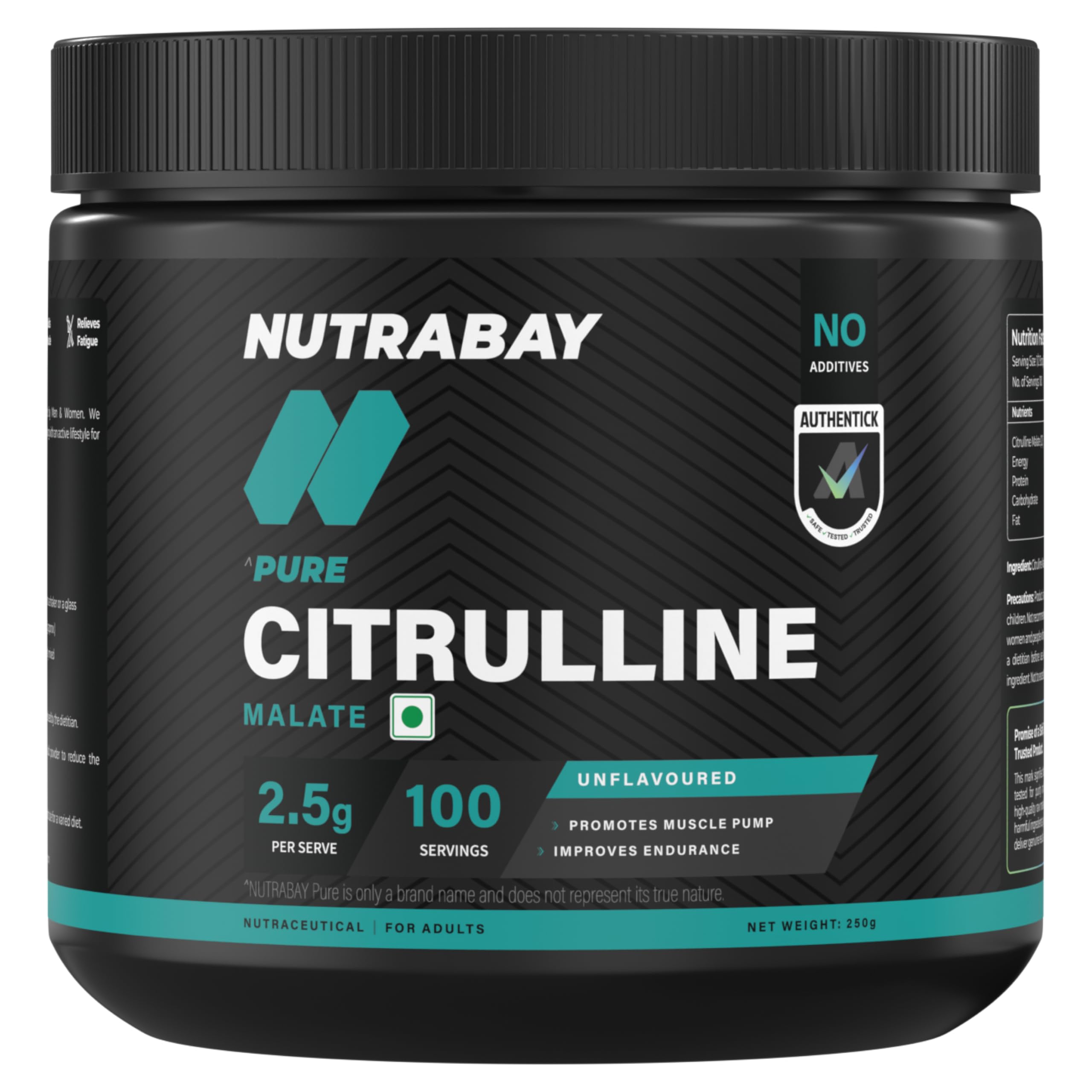 Nutrabay Pure 100% Citrulline Malate Powder 2500mg per Serving - Boosts Nitric Oxide, Pre Workout supplement for Men & Women for Faster Recovery, Endurance & Muscle Build Up - 250g Unflavoured-image-22