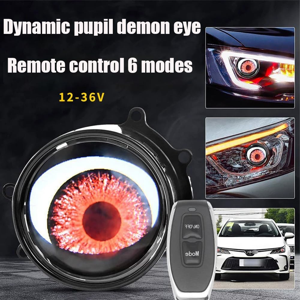 Synced Devil Eyes Lens Programmable 33 Modes – Yeux Démon LED Voiture Avec Télécommande