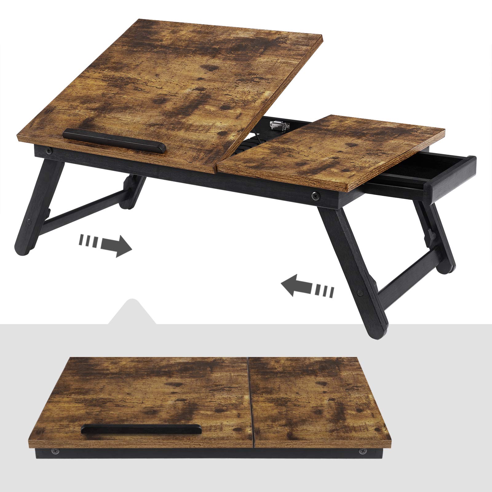 SONGMICS Laptop Desk for Bed or Sofa with Adjustable Tilting Top