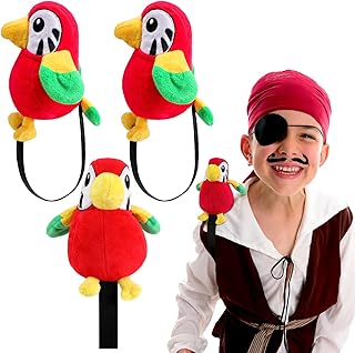 Kathfly 3 Pcs Stuffed Parrot on Shoulder Pirate Costume Accessory Parrot Stuffed Animal Toy Pirate Parrot Shoulder Prop Halloween Costumes for Boys Girls, 4.8 x 4 Inch