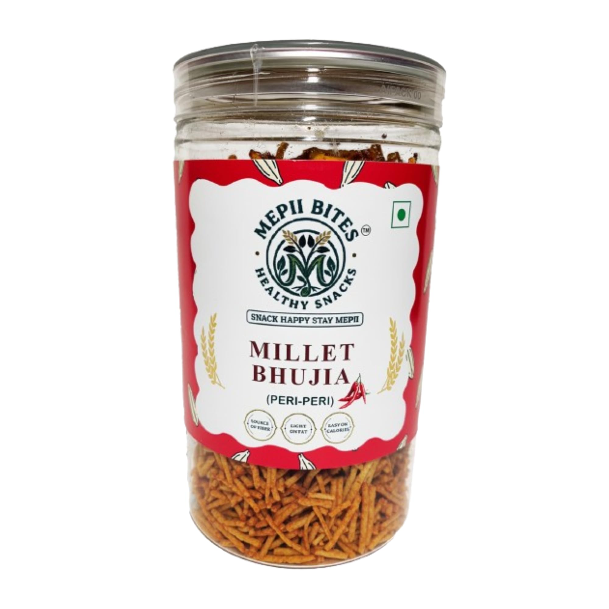 Mepii Bites Millet Bhujia Peri Peri | Crispy Spicy Crunch Snack | 100g-image-33