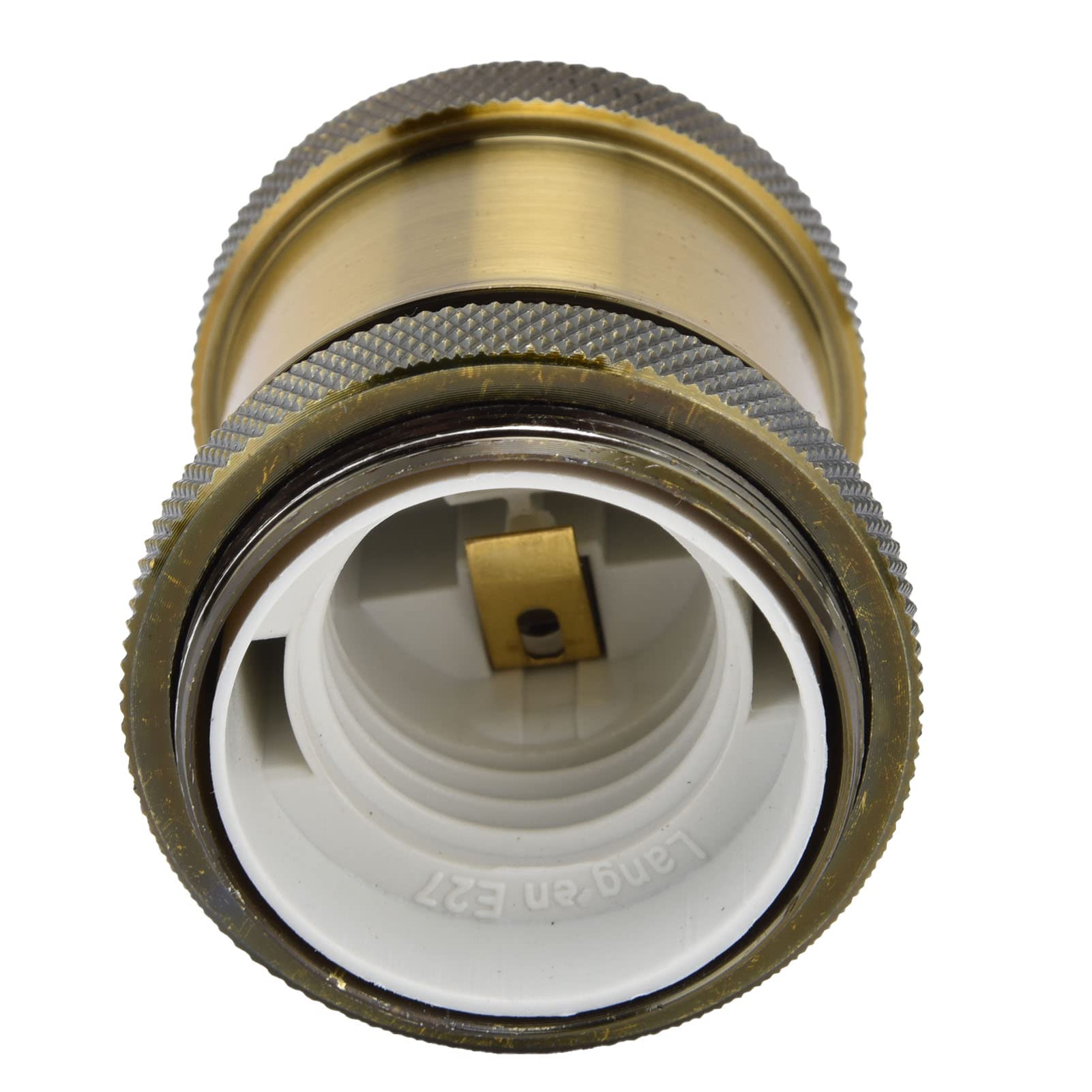 6 Stück Lampenfassung Metall E26 E27 Schraube Retro-Beleuchtungssockelzubehör mit gemahlenem Aluminiumgehäuse (Gelbbronze)