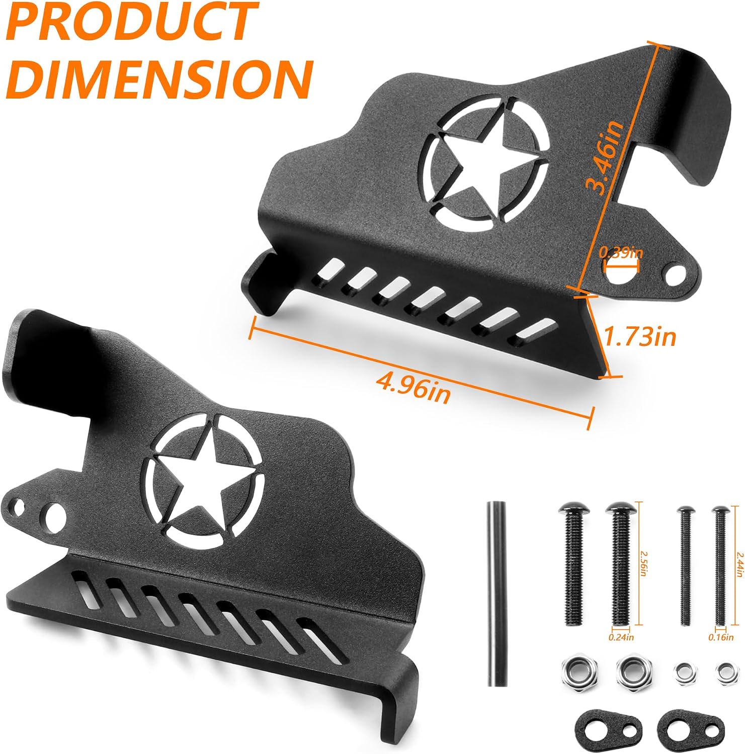 Front Foot Pegs Compatible with 2007-2024+ Jeep Wrangler JL JK Gladiator JT Accessories 2/4 Door, Upgraded 120° Adjustable Exterior Door Hinge Rest Pedals, Metal Foot Rest Kick Panel Black(Star)