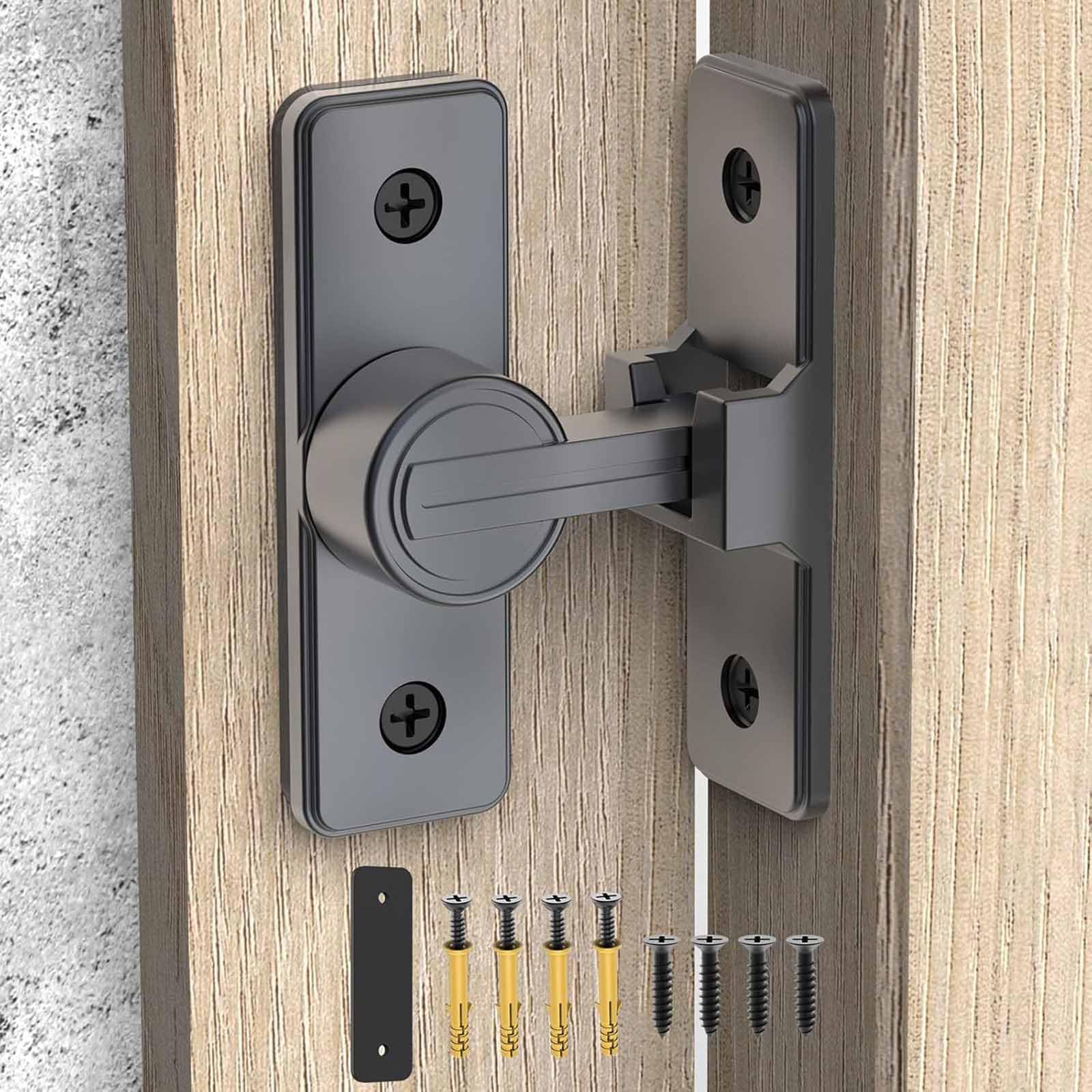 Tazweeq Hardware Door Latch, 90 Degree Heavy Duty Door Latch, Flip Safety Door Latch, Barn Sliding Door Latch for Garden, Bathroom, Outdoor, Garage, Window (Grey)