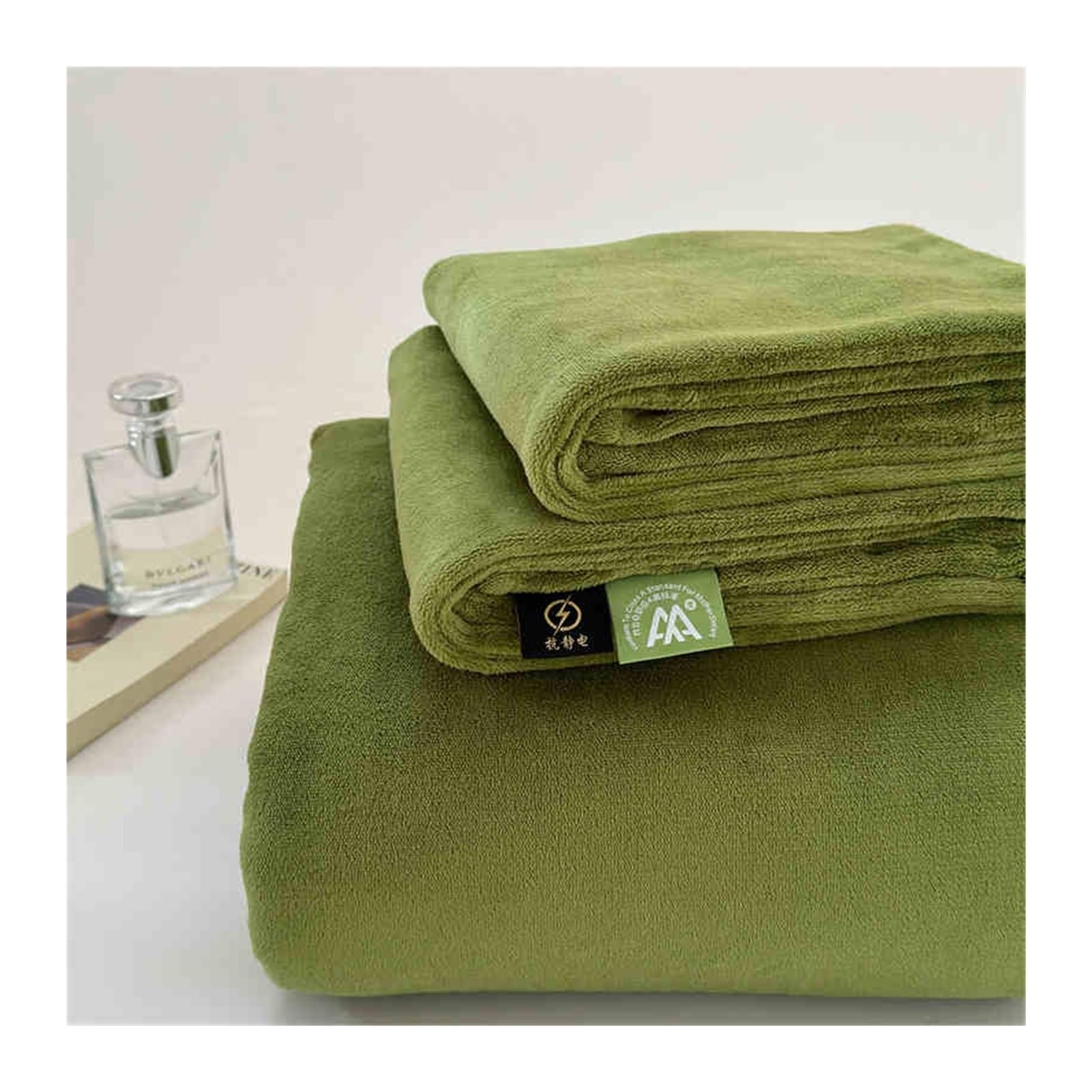 Drap de lit polaire doux flanelle haut de gamme coloris vert mousse