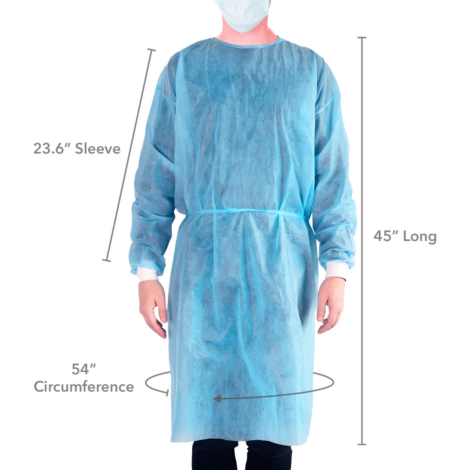 Medd Max Disposable Isolation Gowns - Pack Of 20 Blue Fluid-Resistant Protective Gowns