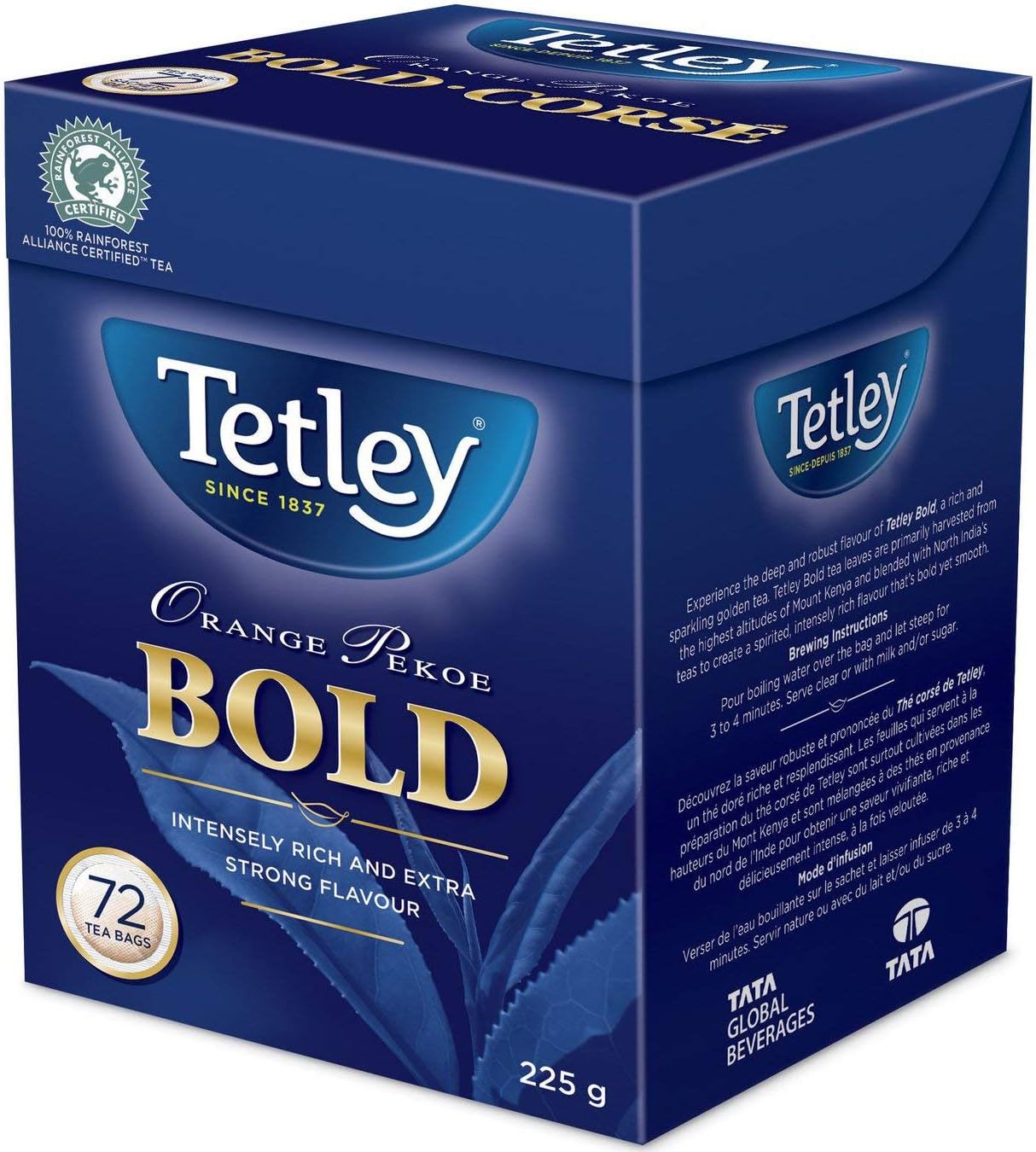 Tetley Bold Orange Pekoe Tea - 72ct/225g {Imported from Canada}