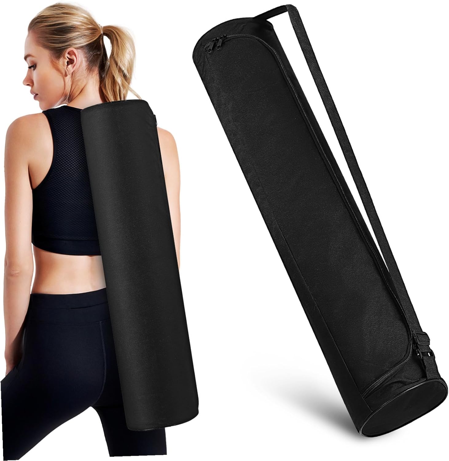 GALPADA Oxford Fabric Yoga Mat Carrier Bag with Shoulder Strap Moisture-resistant Pilates Gym Tote for Women and Smooth Zipper Yoga Mat Holder for Outdoor Activities and Classes
