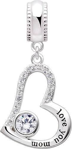 ALOV Sterling Silver "Love You Mom - Colgante de circonita cúbica, Metal, Circonita Cúbica