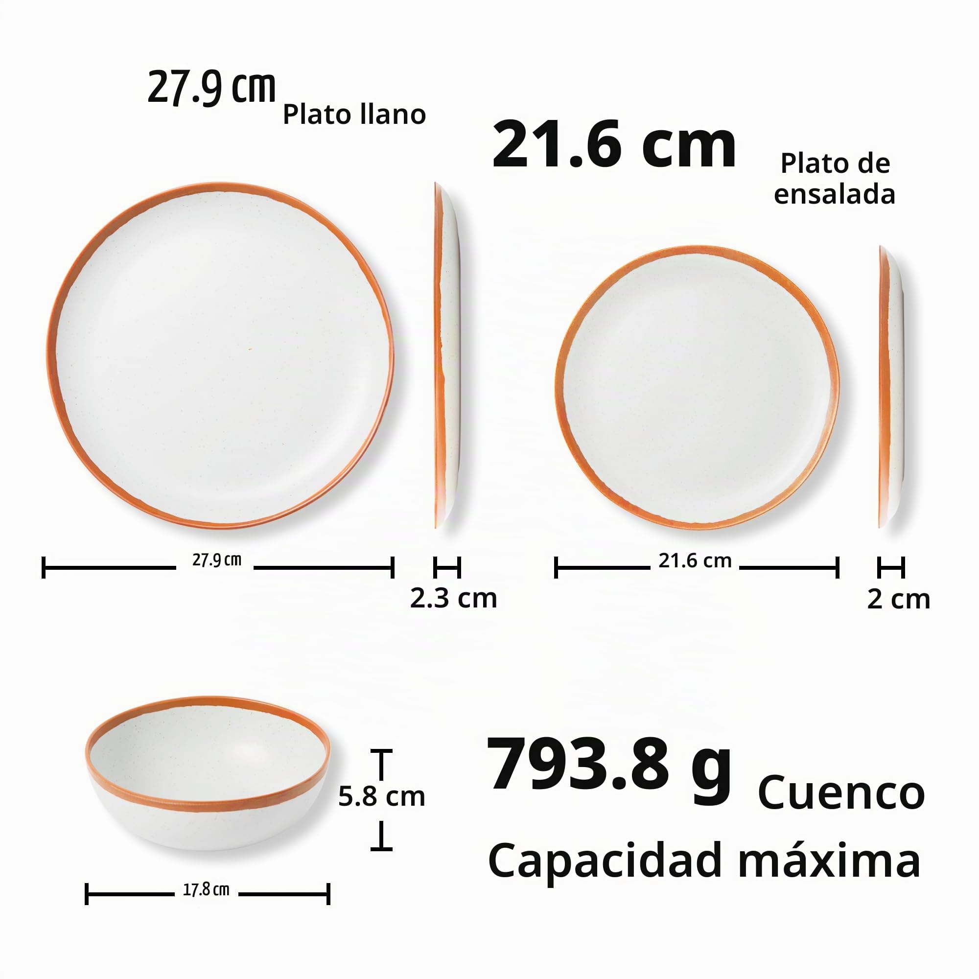 Juego de vajilla de camping para 6 personas, resistente servicio de melamina con diseño vintage de cítricos