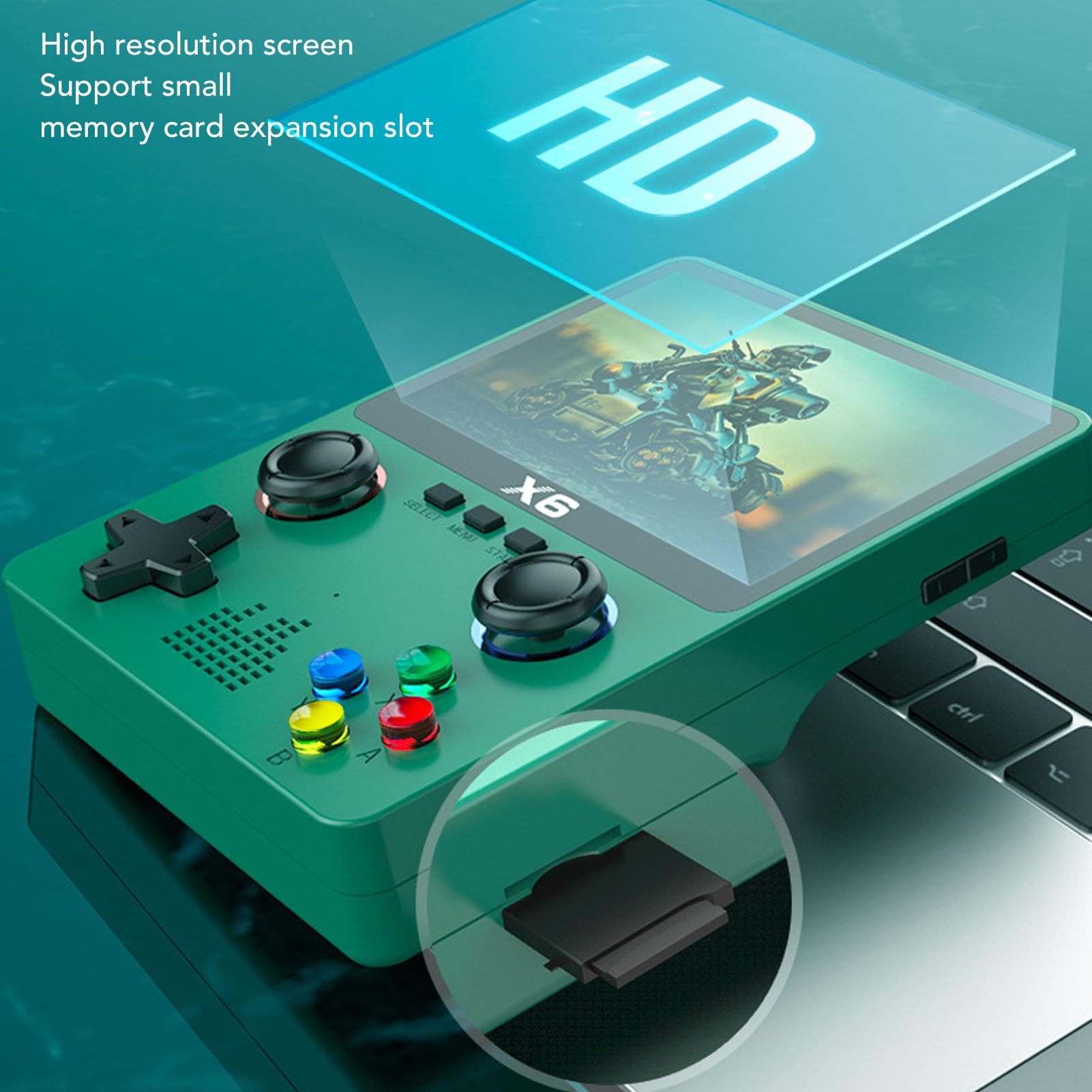 Console de Jeu rétro Portable avec Carte mémoire de 32 Go, Appareil de Jeu HD à Double Joystick pour Adultes, écran IPS de 3,5 Pouces 640 x 480, Compatible Sortie TV et Jeux à Deux (Vert)