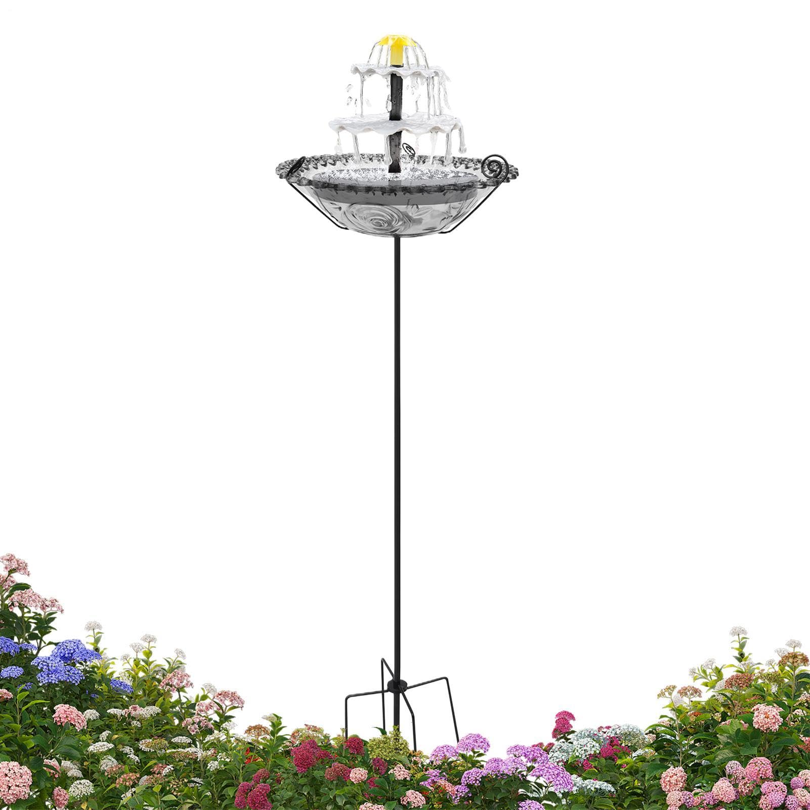 Fuente Solar para Baño de Aves Bebedero para Pájaros Azules de Jardín | Bebedero Metálico para Pájaros Azules para Jardineros Propietarios Patio Trasero Terraza Jardín Césped Delantero Balcón