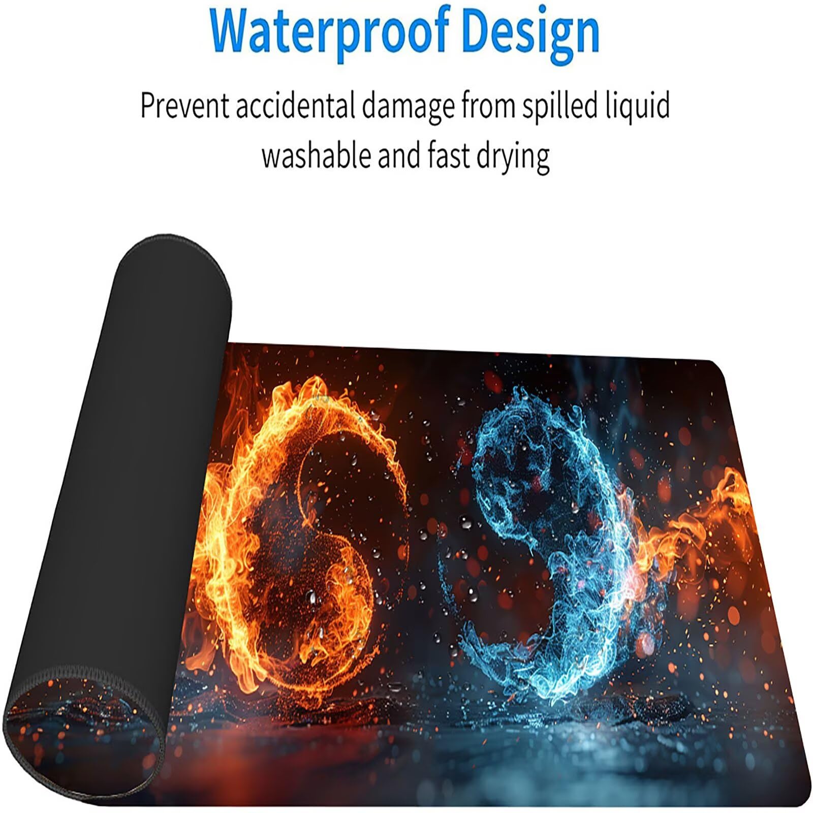 Tappetino Mouse XXL 1500 x 800 mm, Tappetino Mouse Fiamma, Gaming Mousepad Migliorare la Velocità e la Precisione, Mouse Pad con Base in Gomma Antiscivolo, Ufficio Accessori Gaming, Rosso 7-1464