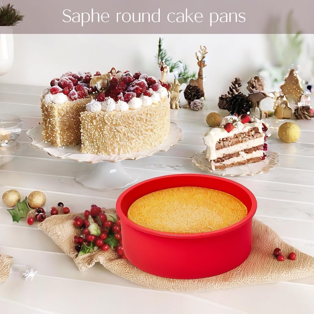 saphe Paquete de 4 moldes de silicona para tartas, moldes redondos de silicona antiadherente para hornear, juegos de utensilios de silicona para pasteles, pasteles de queso y pasteles de chocolate,