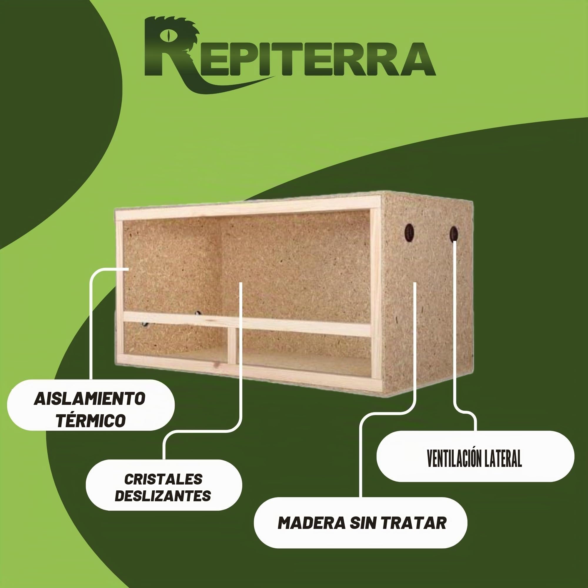 Terrario con ventilación lateral, 100 x 50 x 40 cm