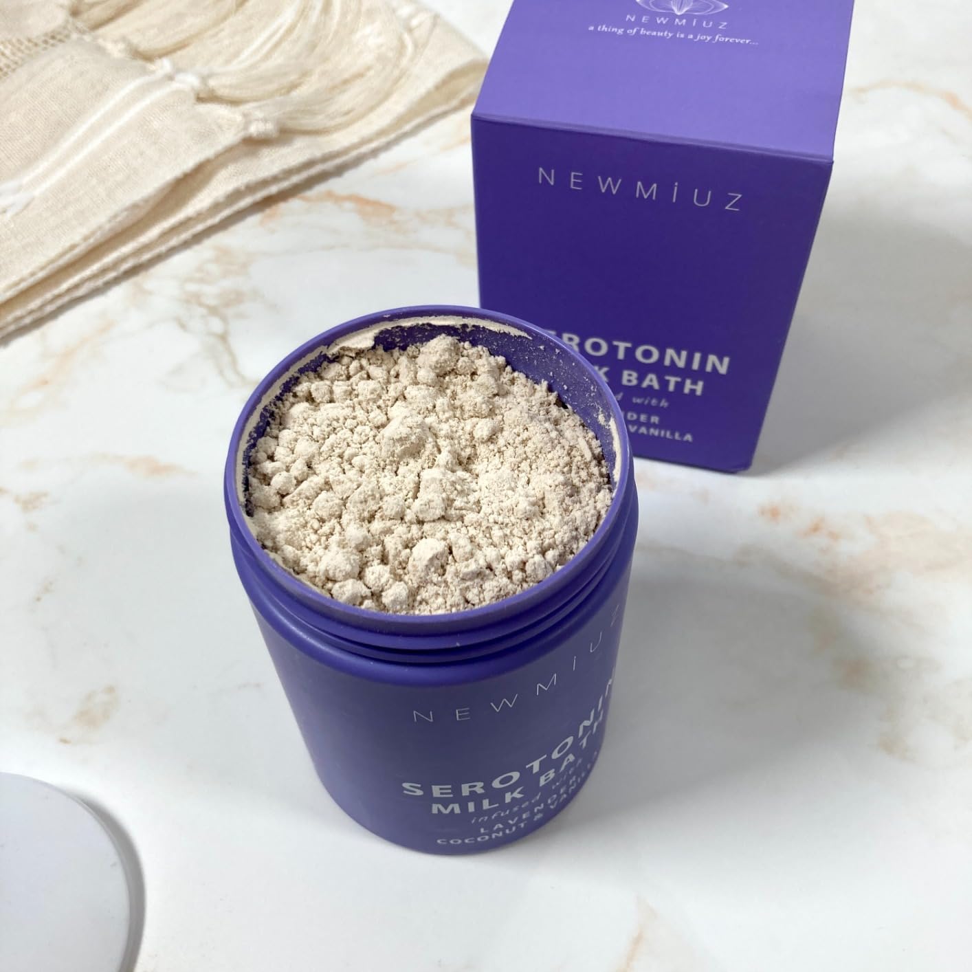 New Miuz Creamy Coconut Lavender Milk Bath Soak Powder Moisturize Skin Calm Vanilla Luxury Spa Salt Destress Relaxation Perfect 300 Grams