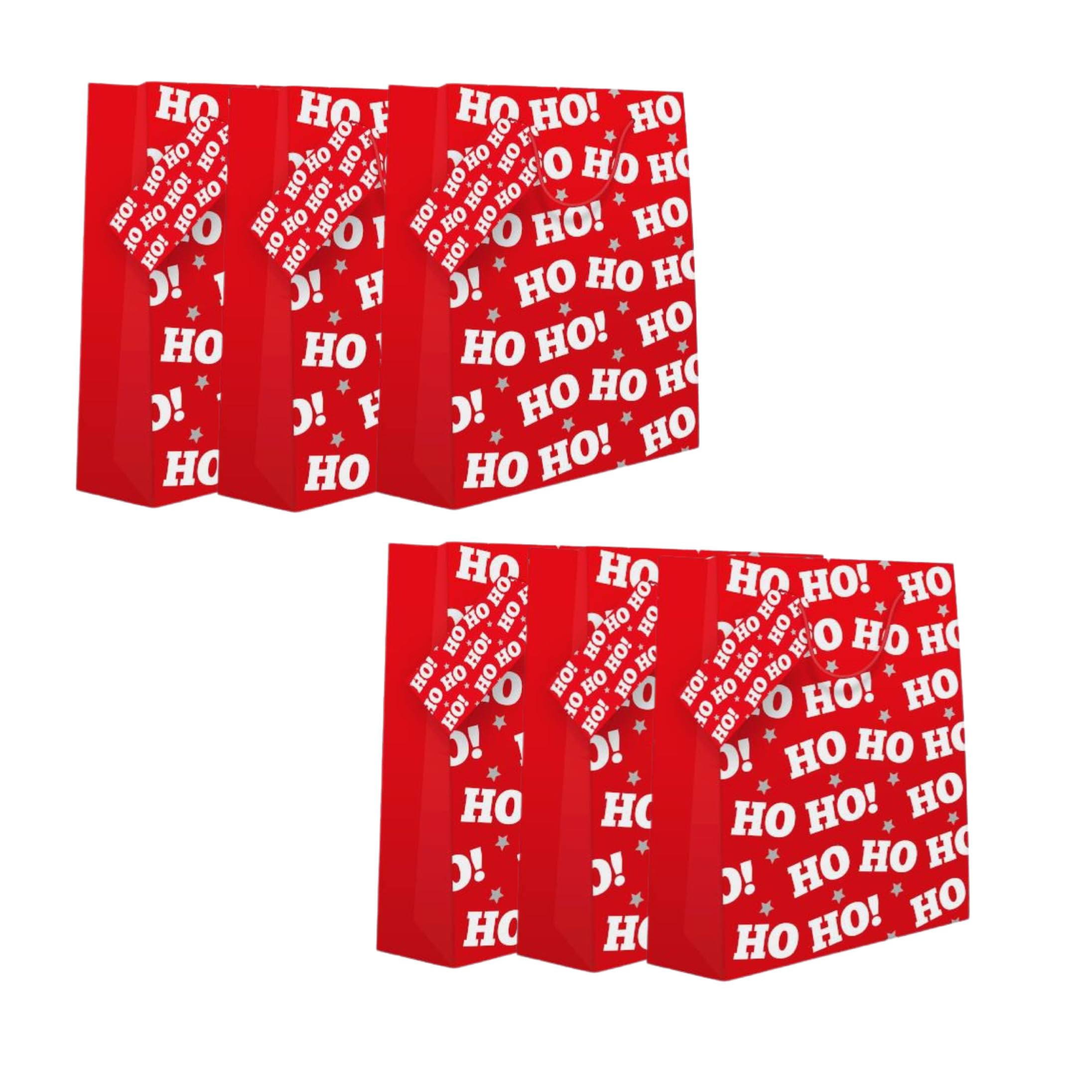 ZYBUX - Pack of 6 - Christmas Paper Gift Bags "HO HO HO!" - 25.5cm x 21.5cm x 10.5cm โ image 1