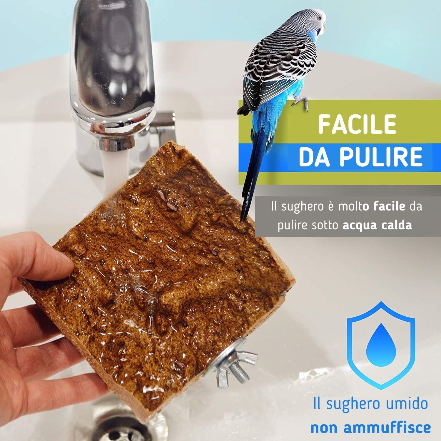 Posatoio piccolo per uccelli – Accessori sani per pappagallini, fatti a mano in sughero