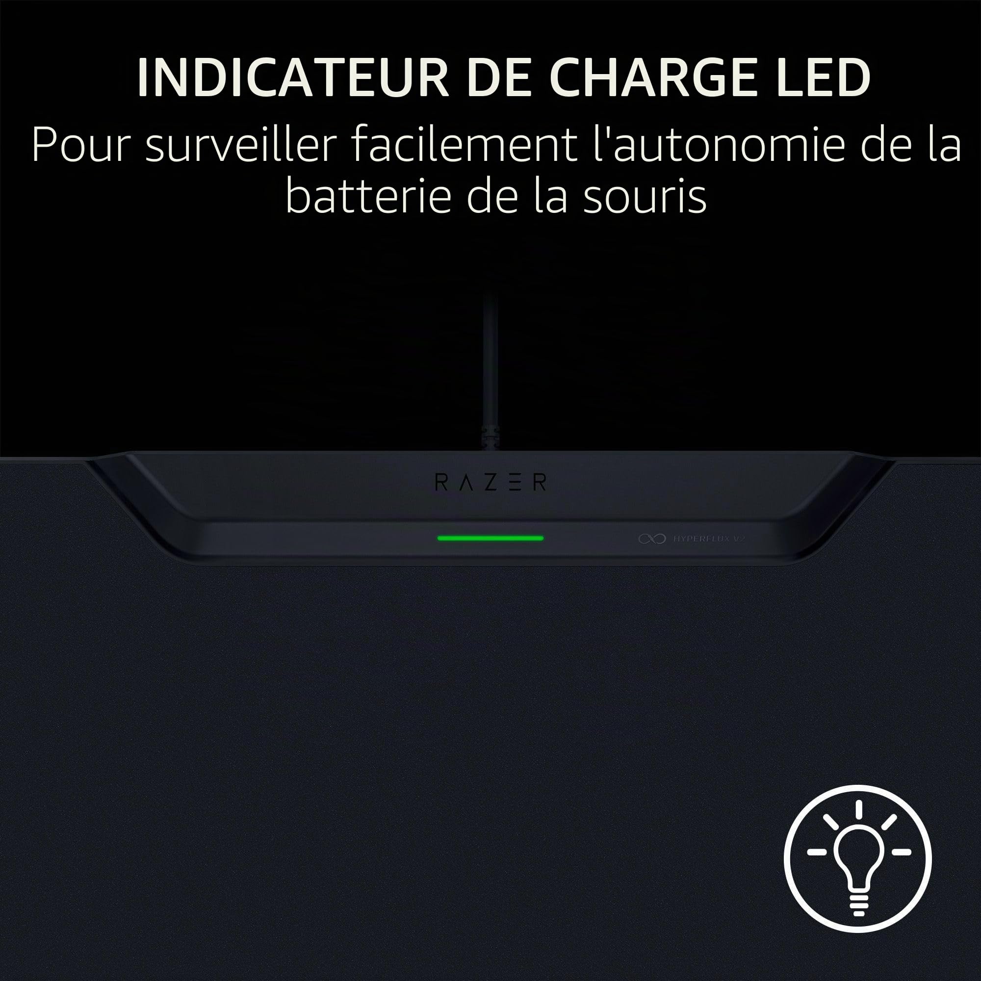 Razer HyperFlux V2 Tapis de souris de jeu sans fil avec palette, surface dure