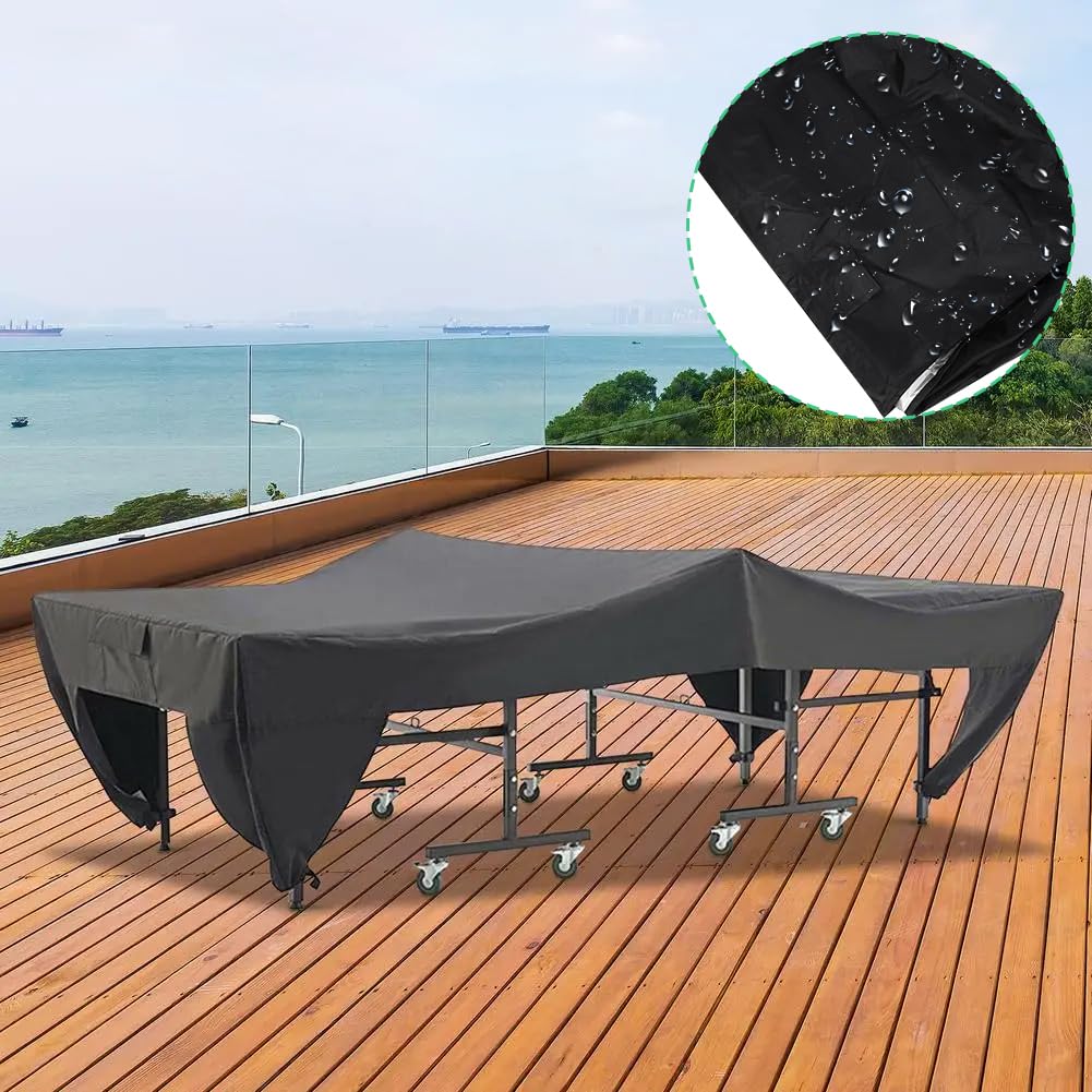Copertura per Tavolo da Ping Pong, 280x153x73 cm Protezione Impermeabile in Poliestere Antivento Cinghie Universale per Esterni Adatta anche Tavoli da Biliardo e Arredi da Giardino