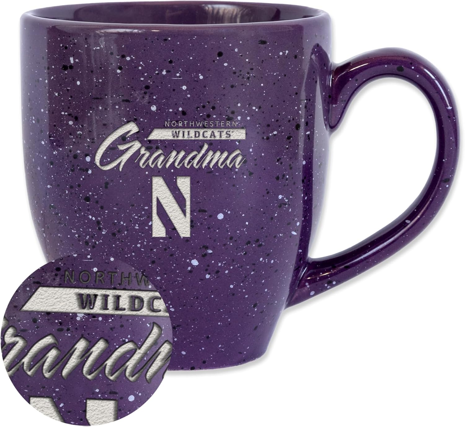 NCAA Team Color Ceramic Coffee Mug - 16oz Speckled Laser Engraved College Mug For Fans