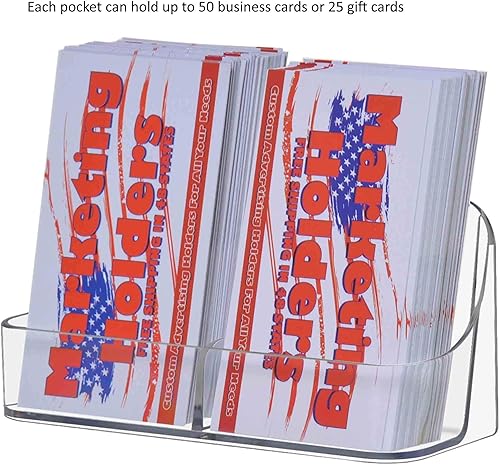 Miniatura 4 de Marketing Holders Soporte para tarjetas de visita de 2 x 3.5 pulgadas, acrílico vertical de dos bolsillos para regalos, membresías, recompensas,