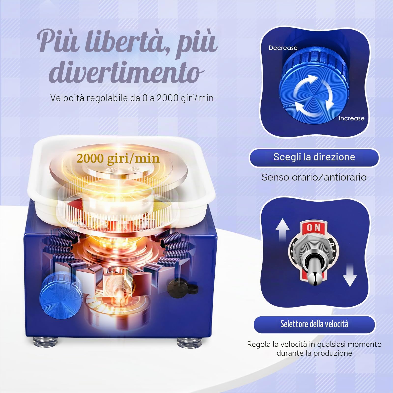 Tornio per Ceramica, Tornio per Argilla 2000 RPM velocità Regolabile Ruota di Ceramica Elettrica con Bacinella Staccabile e Strumenti di Argilla Fai-da-Te, Tornio Ceramica per Bambini e Adulti